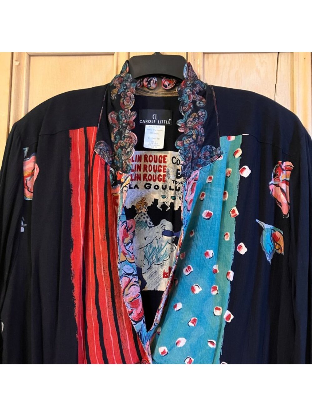 Carole Little Womens Vintage 80s Moulin Rouge Art Jacket Size 14 Black FA EXC - Picture 5 of 12